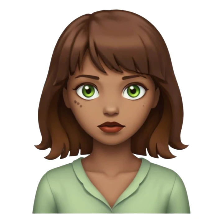 Zumbi mulher, olhos verdes, cabelo castanho com franja e ondulado  sticker