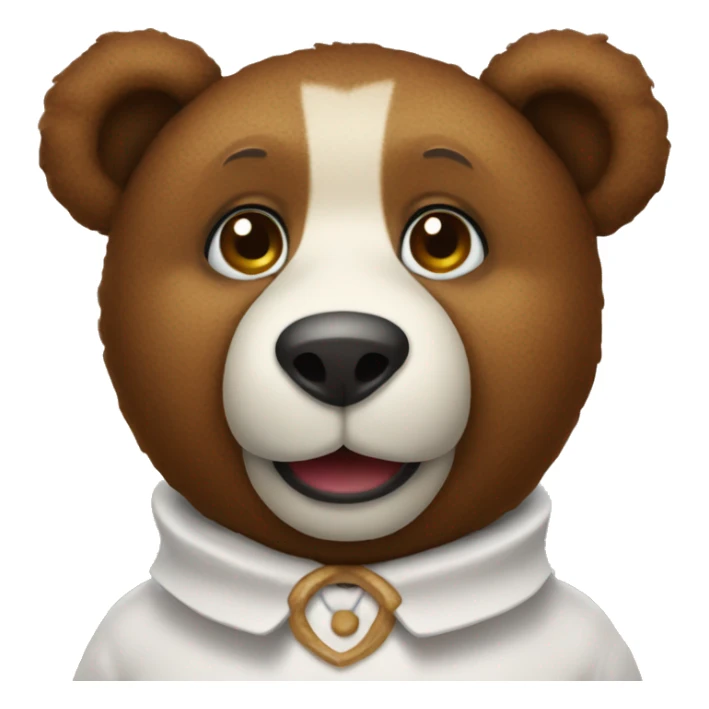 Brown Teddy bear wearing a white jester collar. sticker