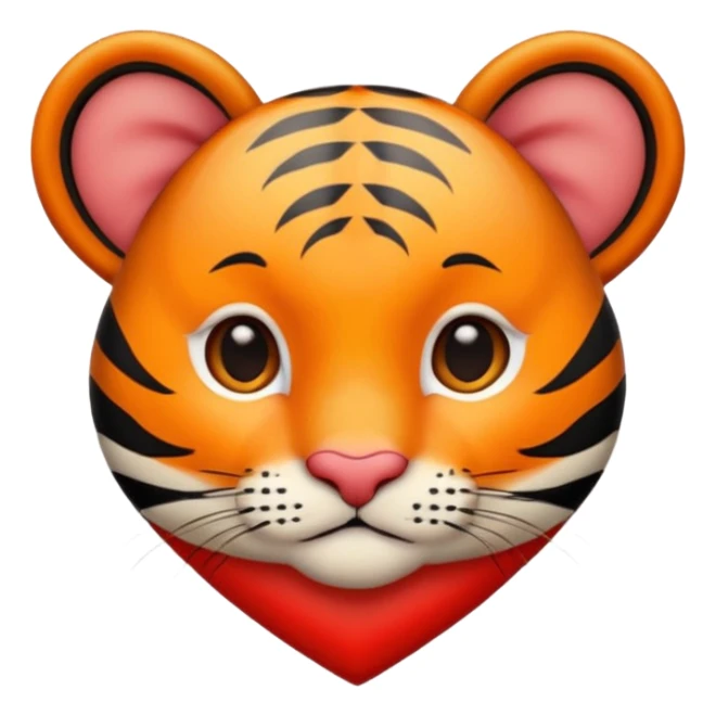 A cute little tiger on the background of a heart sticker