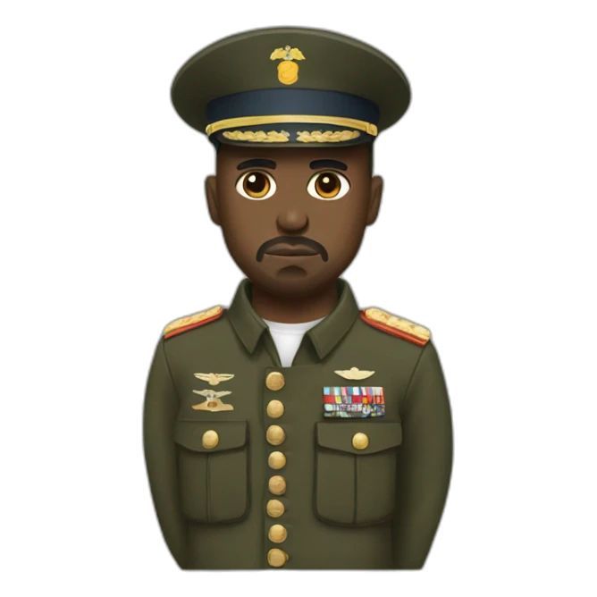 Kanye West military uniform and hat sticker