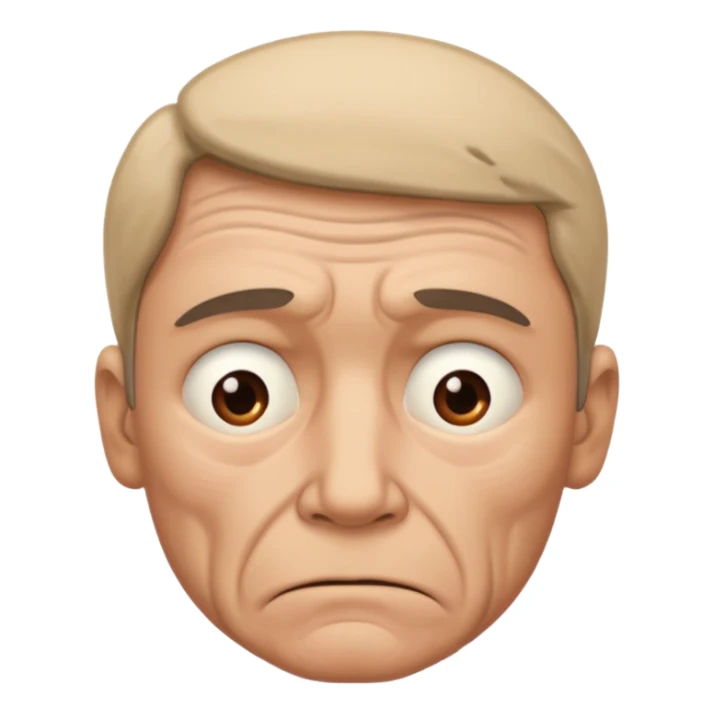 Make a sad face that has a body which is a man sticker