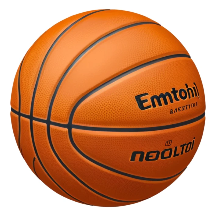 shiny bronze basketball with orange seams, metallic bronze material, reflective copper-brown surface sticker