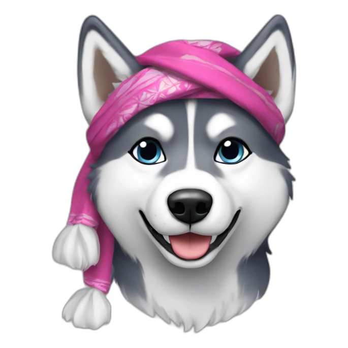 a husky with a foulard on his head sticker