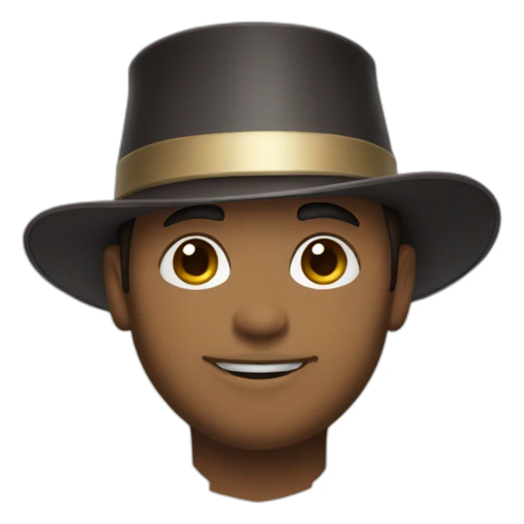 magician with side bangs, short and brown hair with magician hat sticker