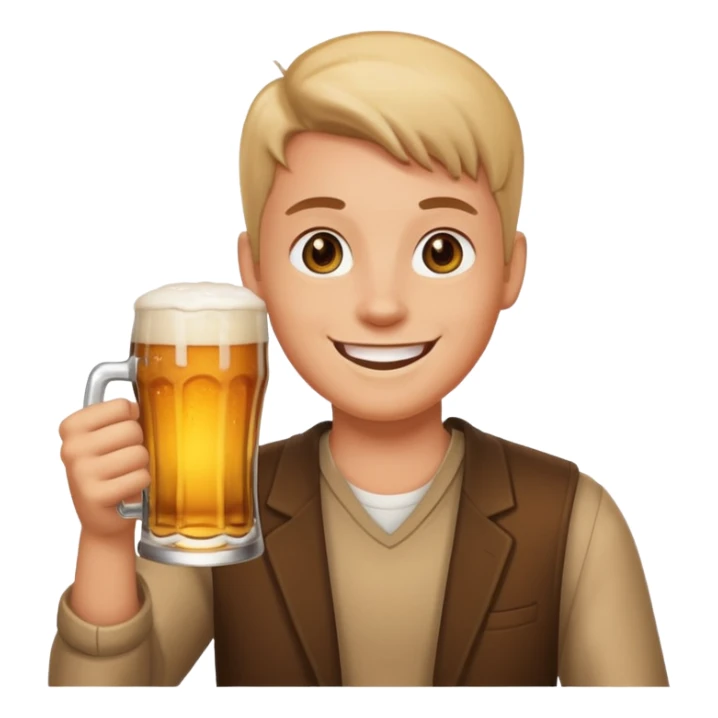 Emoji con cerveza en la mano sticker
