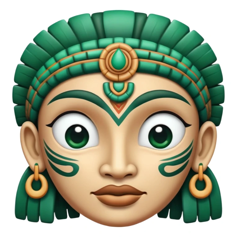 Elegant Mayan face with different emotional expressions, clean sophisticated design, strictly white and dark green colors sticker