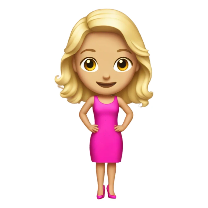 Blond girl in Hot pink dress with heels sticker