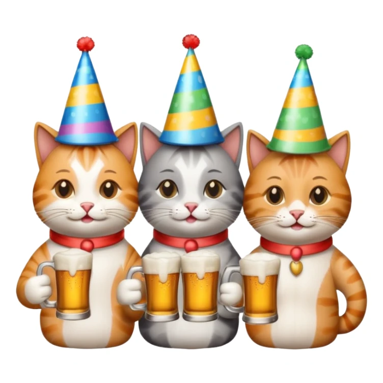 four happy cats drinking beers together with mugs sticker