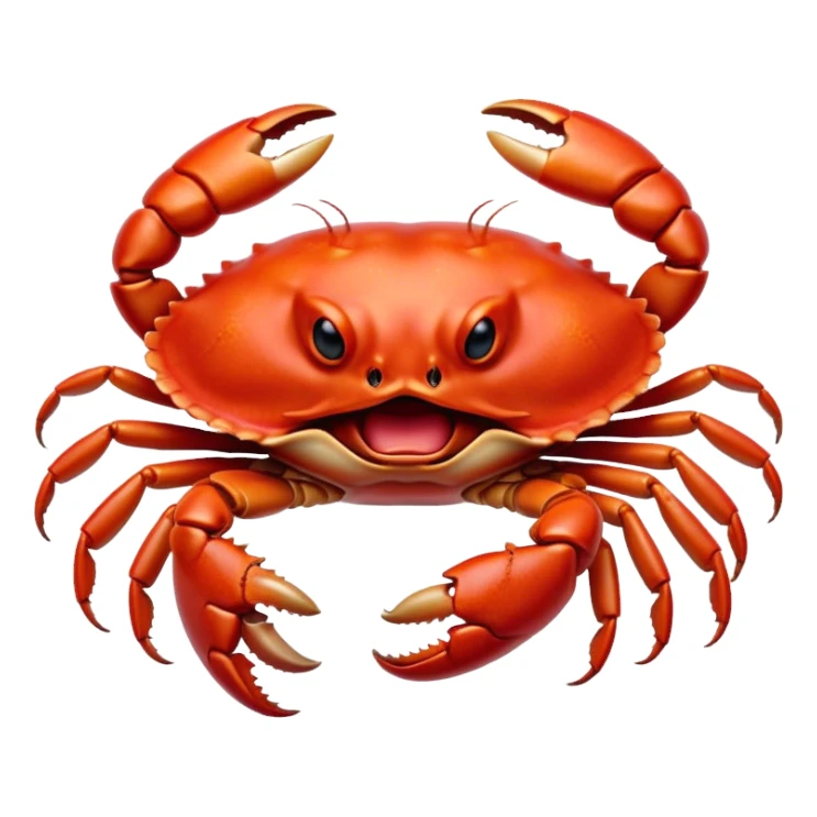 Cinematic Realistic Cute Yawning Crab Portrait Emoji, Head tilted slightly with a dramatic, wide-open yawn, showcasing a soft, textured red shell with a charming, naturally formed face and drooping features, rendered with realistic detail and warm, sandy light, high shine, relaxed yet expressive, styled with a dash of coastal charm, soft glowing outline, capturing the essence of a sleepy yet affectionate crab that appears ready to stretch out on the shore for a peaceful nap! sticker