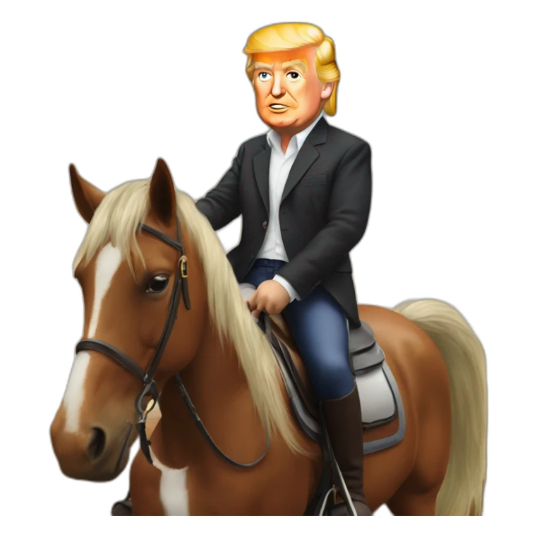 Marcron sur Donald Trump sur un cheval sticker