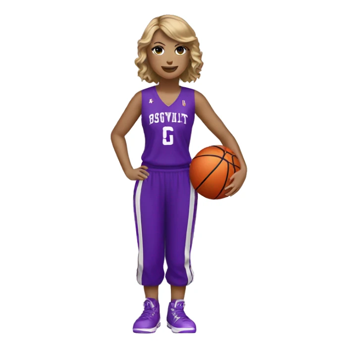 Taylor Swift holding trophy wearing purple basketball uniform  sticker