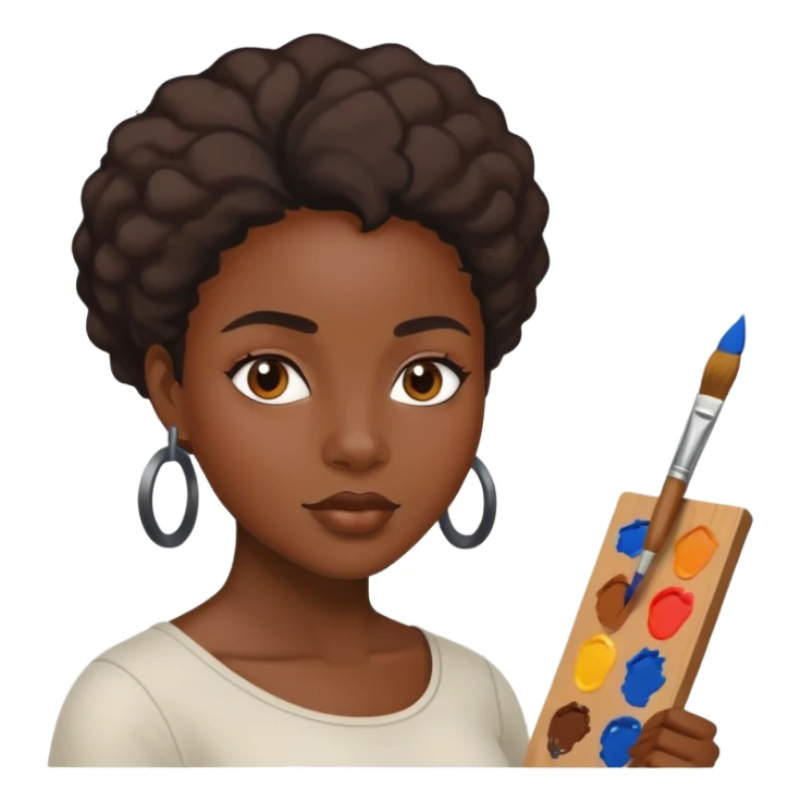 black women painting on canvas sticker