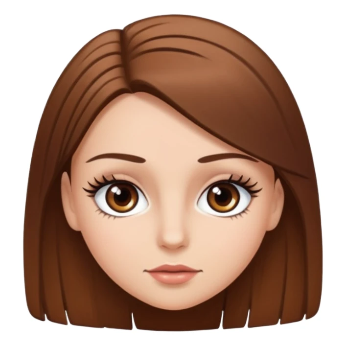 Chíca blanca pelo liso castaño con pestañas  sticker