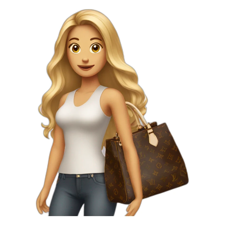 With woman with long Hair with Vuitton bag sticker