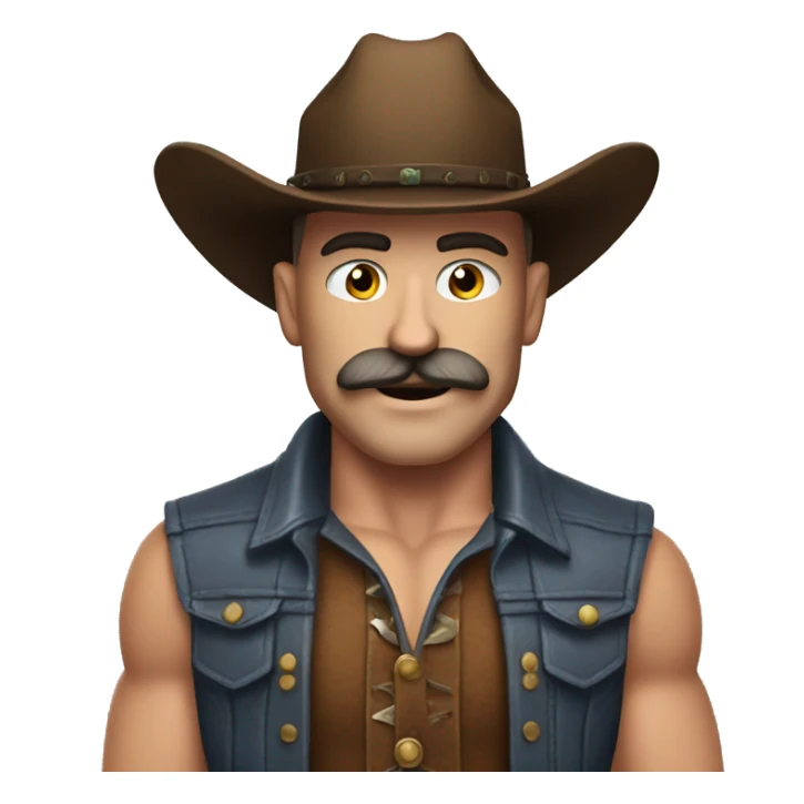 jeff bezos muscular cowboy with a mustache sticker