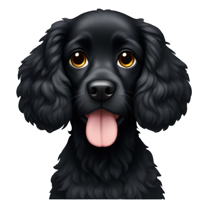 Small completely black spaniel with black fur on his whole face and white fur only on his chest sticker