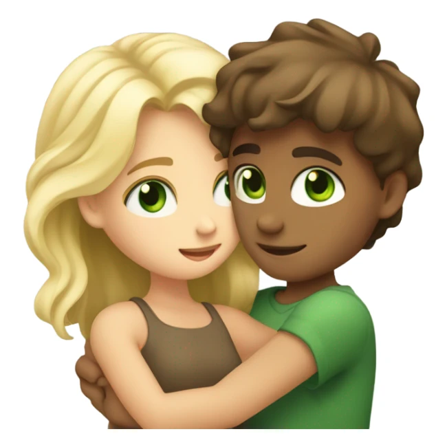 a beautiful boy with brown hair and green eyes hugging a blonde girl with brown eyes around the waist sticker