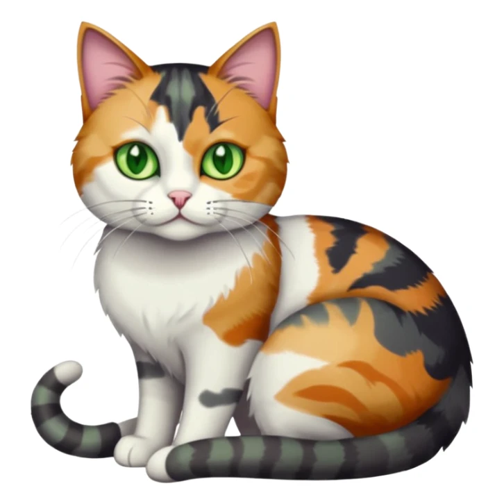 full body colourful light patched calico + white tabby cat cuddling a big dark grey and white tabby cat  sticker