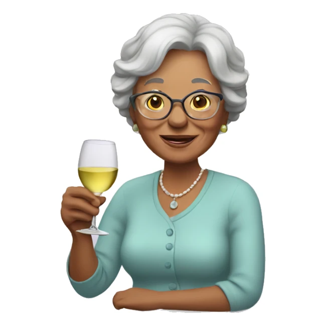 grandmother with a glass of white wine sticker