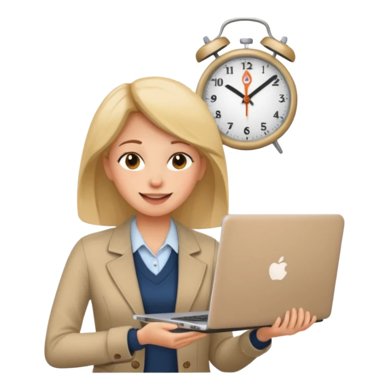 I like the 4th image. Now, make the same woman leave work with her laptop in hand. Add a clock behind her on the wall .  sticker