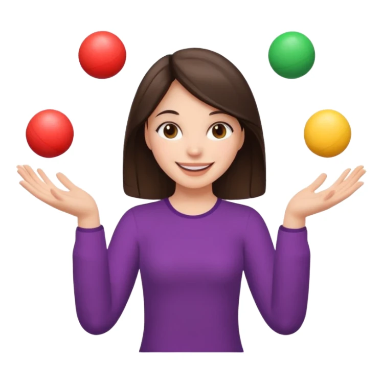 a brunette girl juggling  with two hands  sticker