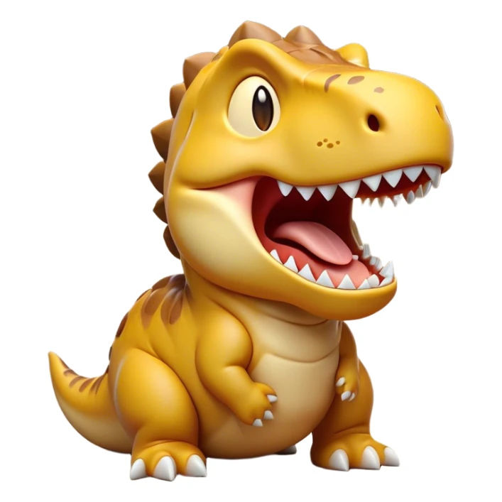 Cinematic Cute Yawning T-rex Portrait Emoji, Head tilted slightly with a dramatic, wide-open yawn, showcasing a robust, muscular form with a slightly open mouth revealing powerful jaws and sleepy, half-closed eyes, Simplified yet irresistibly adorable features, highly detailed, glowing with a soft, cozy prehistoric glow, high shine, relaxed yet expressive, stylized with a hint of whimsical ancient ease, soft glowing outline, capturing the essence of a drowsy yet affectionate T-rex that appears ready to stretch and yawn its way out of the screen! sticker