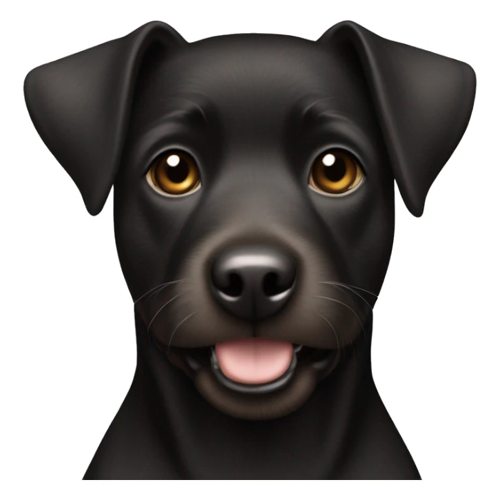 A black Patterdale Terrier dog with a white patch on its chest and brown eyes.  sticker