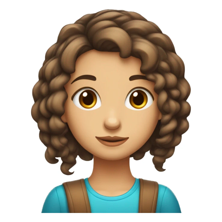 Menina cabelo castanho longo e meio curto com olhos azuis Cartoon  sticker