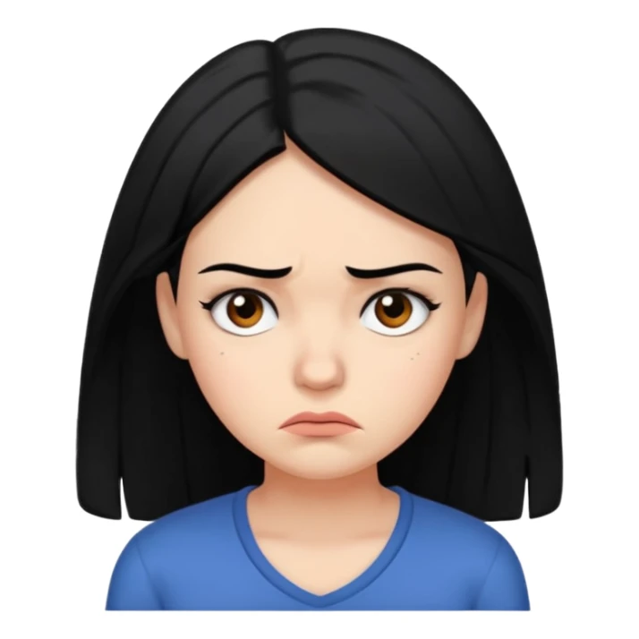 A worried woman, black hair, with one eyebrow raised sticker