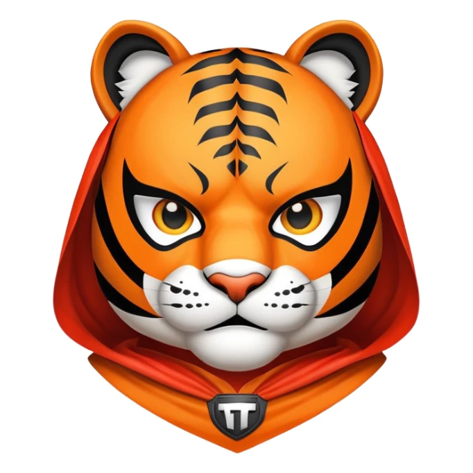 superhero tiger face with cape and mask for Twitch emote sticker