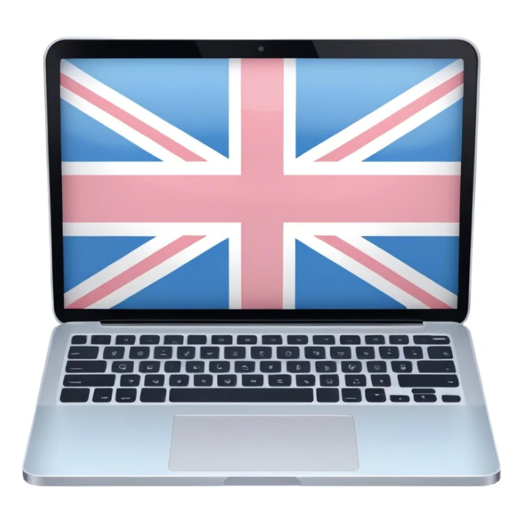 pastel laptop on the screen British flag sticker