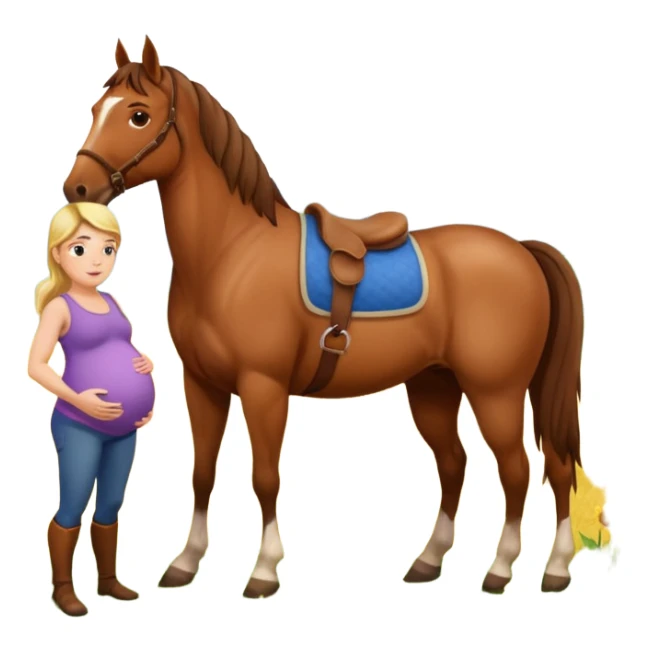 pregnant man  with horse sticker