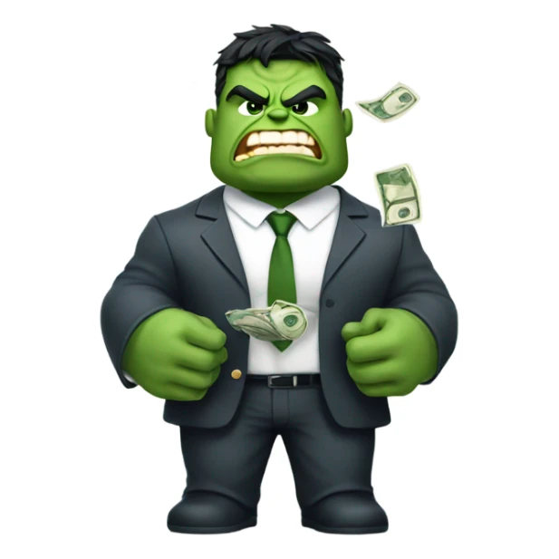 Hulk in business suit holding money  sticker