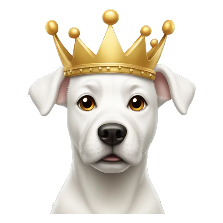 a white dog with a crown on his head sticker
