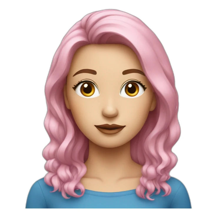 Femme ; yeux bleu ; acné ; cheveux rose sticker