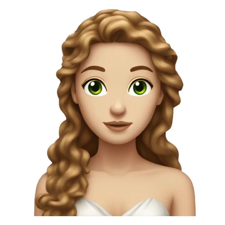 Aphrodite, long brown hair, green eyes, light skin sticker