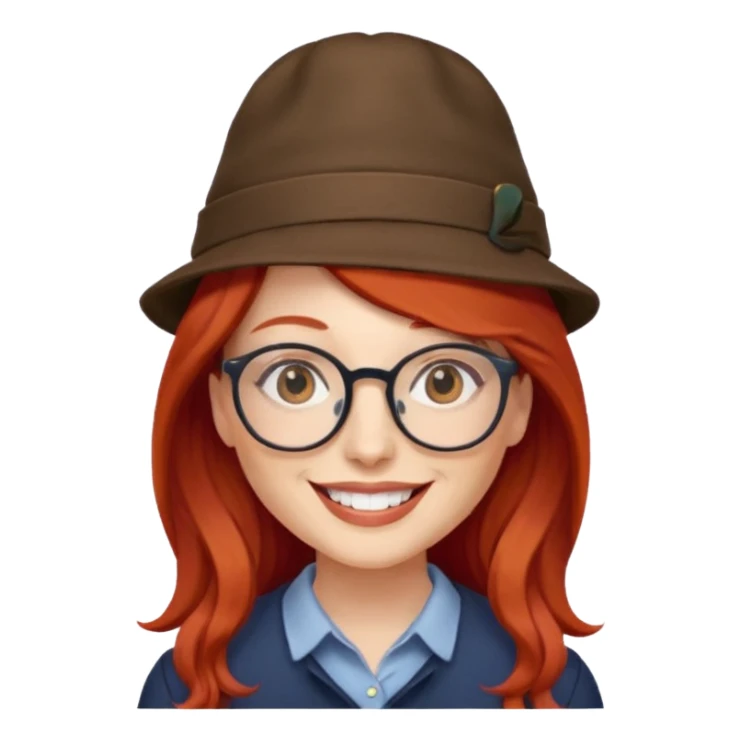 hatted womanwith glasses and long red hair sticker