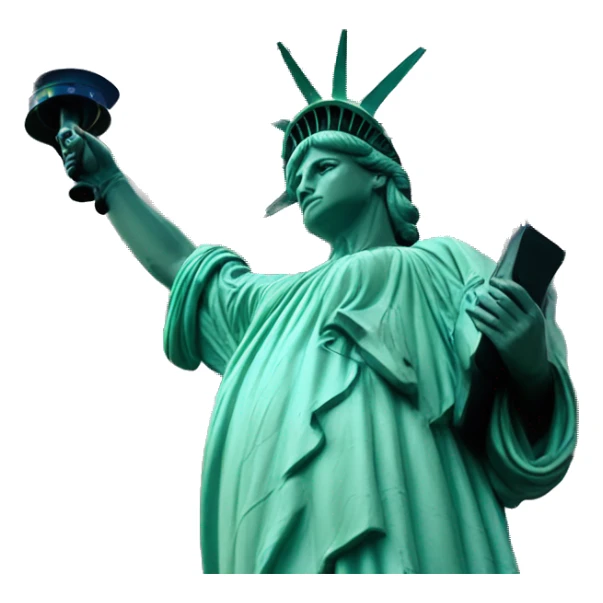 Statue of Liberty with fireworks going off and a bald eagle flying around sticker