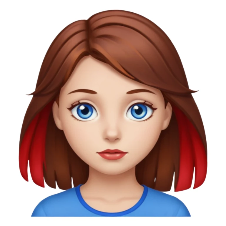 A girl with brown hair, with red streaks and blue eyes sticker
