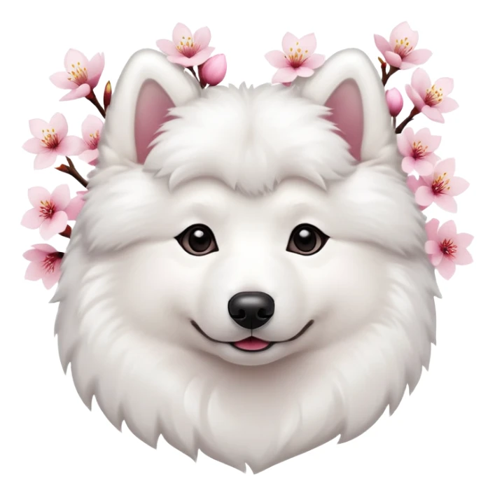 A cute  little  white Samoye and cherry blossom sticker