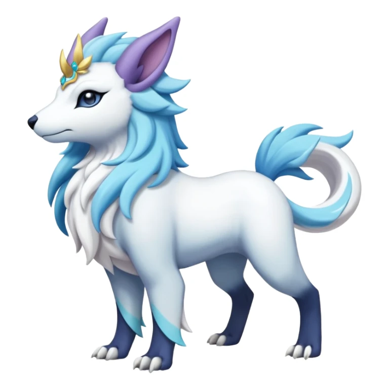Shiny Glossy Pastel Light Divine Canid Beautiful Floral Snowy Pretty Absol-Amaura-Suicune-Cobalion-fusion, full body sticker