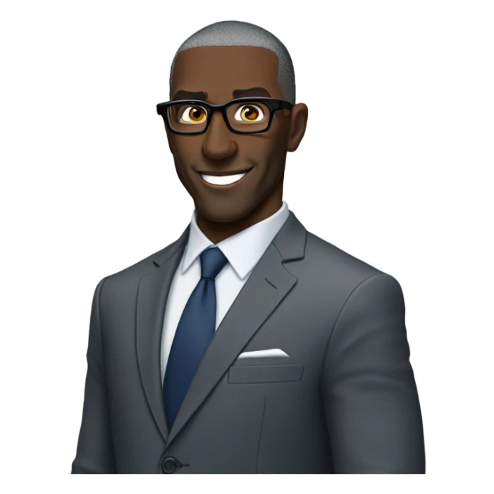 Shannon sharp with suit and glasses and buzz cut and small eyes over 50 small Gray beard sticker