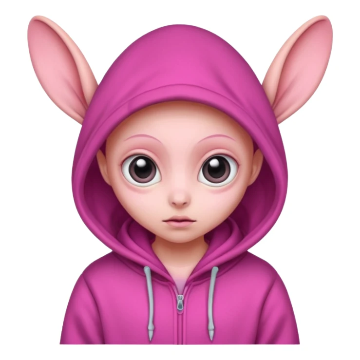 Aliens Pink, hoodie, cute big eyes, big ears sticker