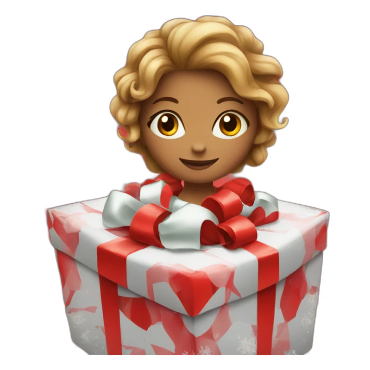 christmas girl in the red box sticker