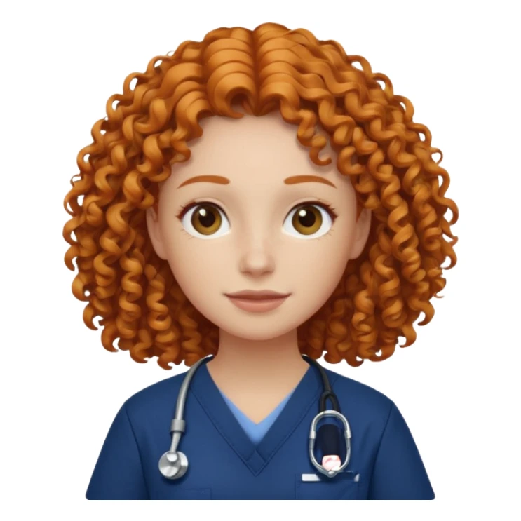 a ginger curly hair vet woman with navy blue scrub

 sticker