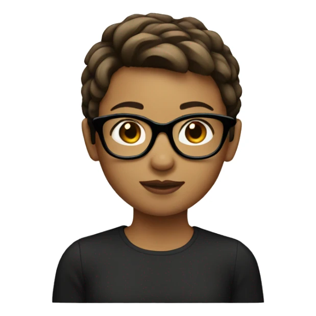 girl with short brown hair and black glasses sticker