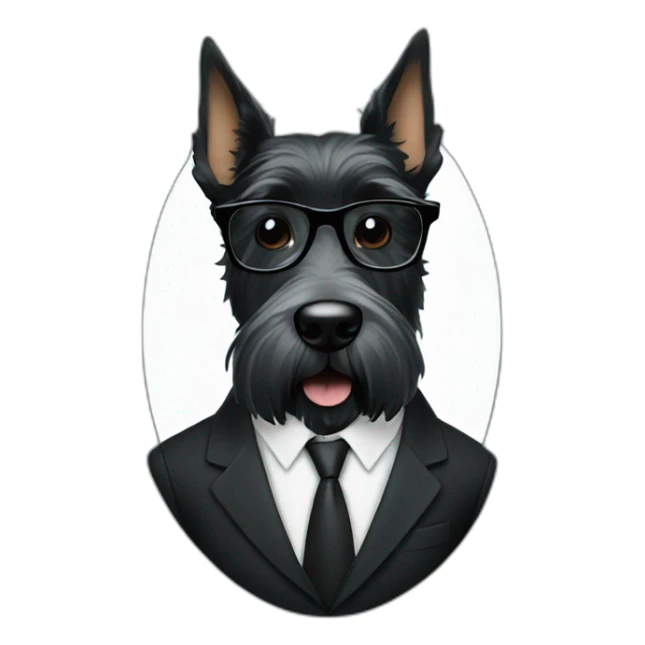 Scottish terrier all black in suit and glasses sticker