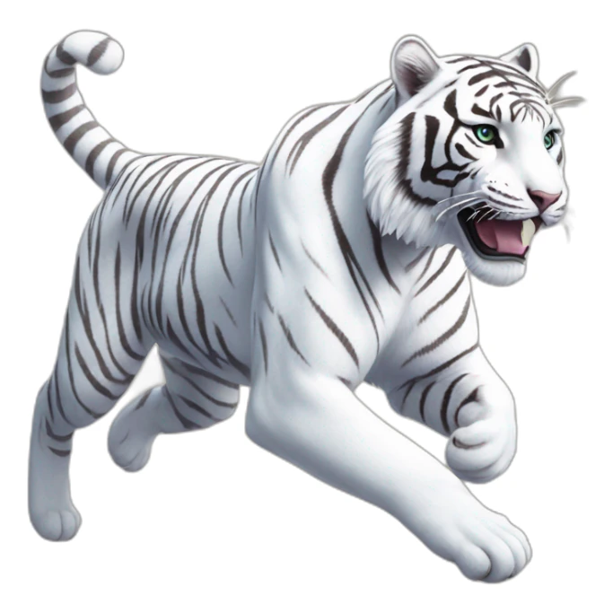 3 white tigers running to the left from right sticker