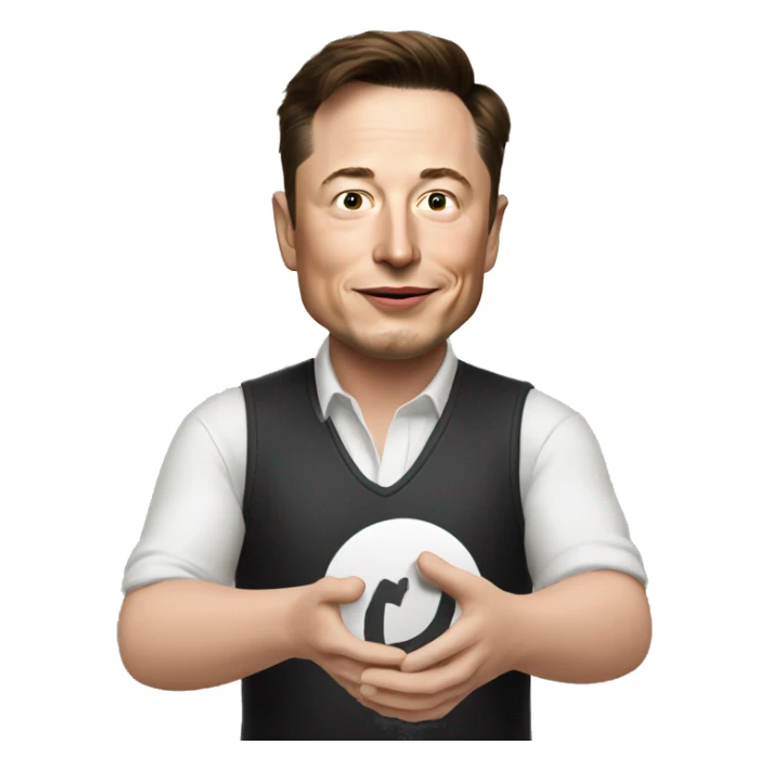 Elon Musk holding a number Zero in the right hand, and a One in his right hand sticker