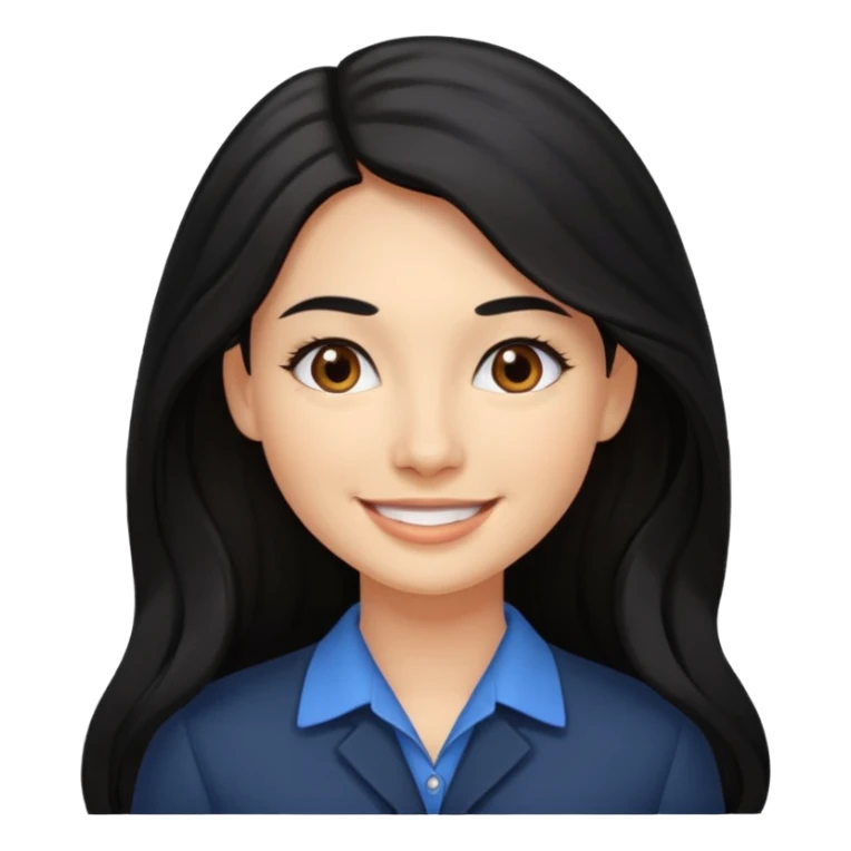 Professional woman with dimples, brown eyes, and long black hair sticker